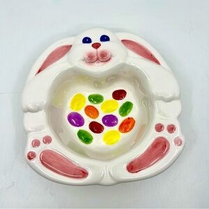 VTG GiftCo Inc 80’s Happy Face Bunny Rabbit Jelly Bean Easter Candy Dish Ceramic